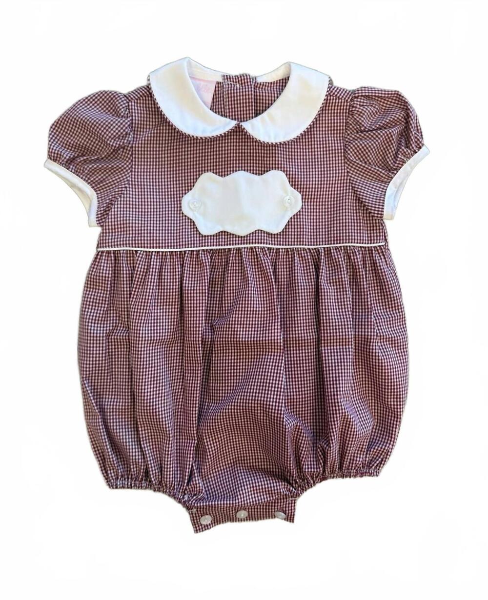 NEW PETIT BEBE girl's tab bubble romper in maroon